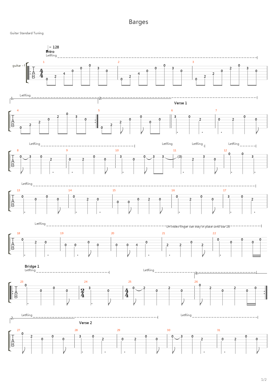 Barges吉他谱