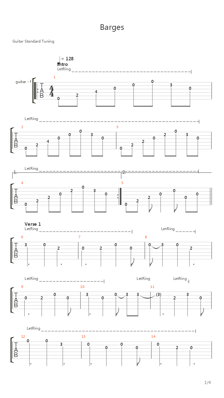 Barges吉他谱