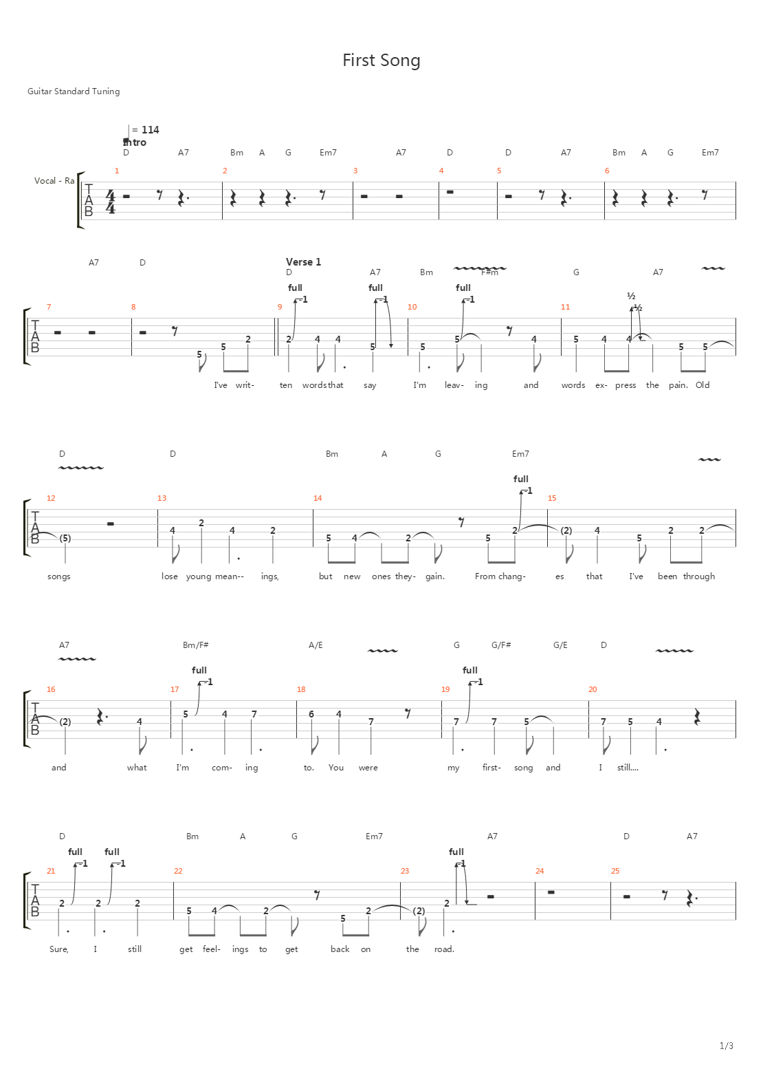 First Song吉他谱