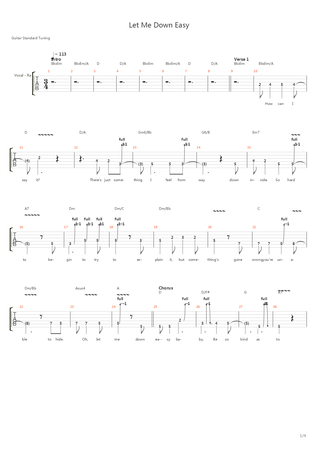 Let Me Down吉他谱