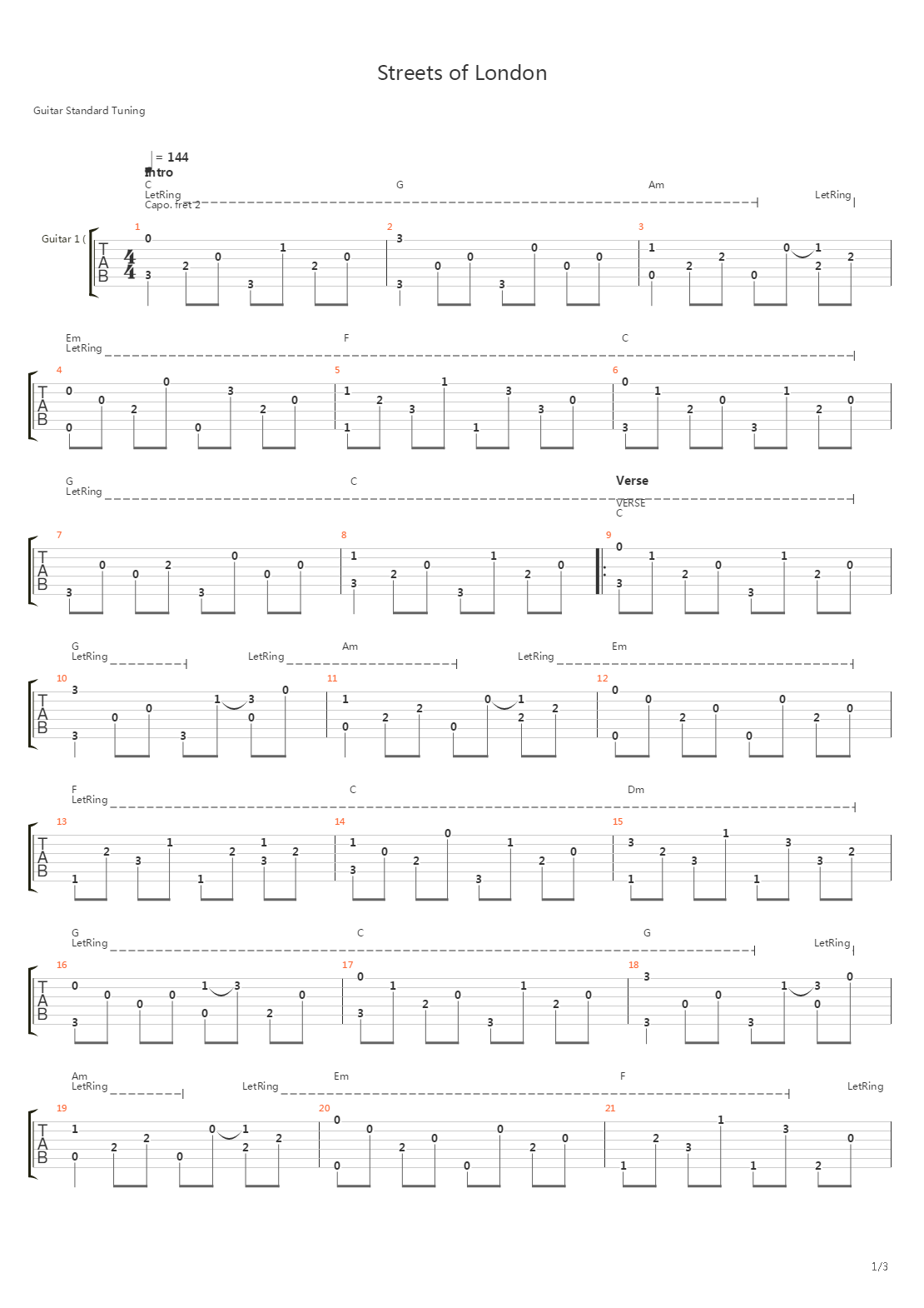 Streets Of London吉他谱
