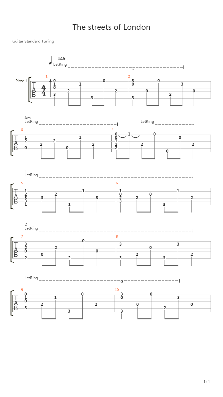 Streets Of London吉他谱