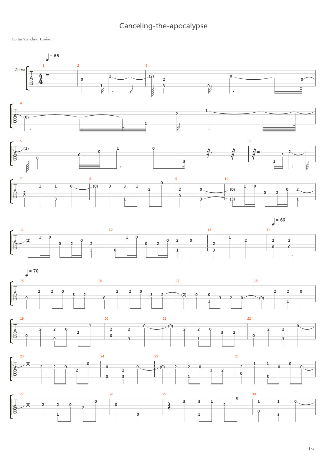 Canceling The Apocalypse吉他谱