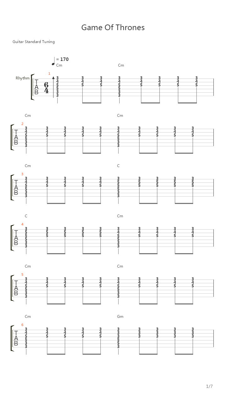 Game Of Thrones吉他谱