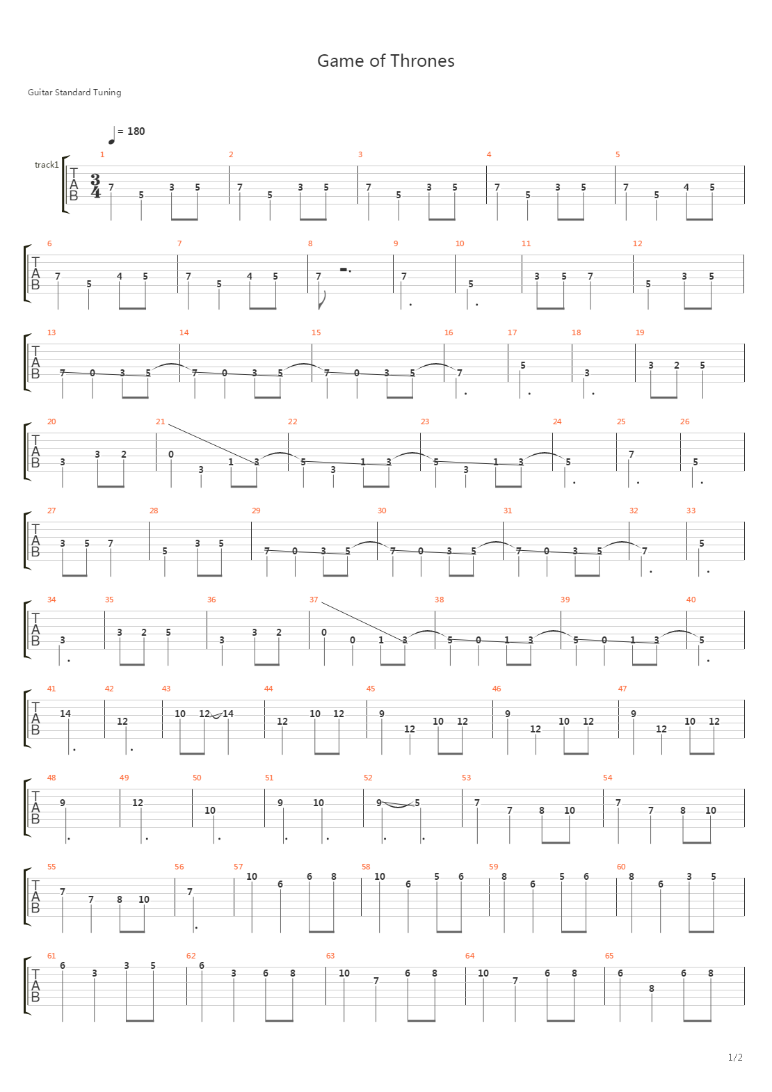 Game Of Thrones吉他谱