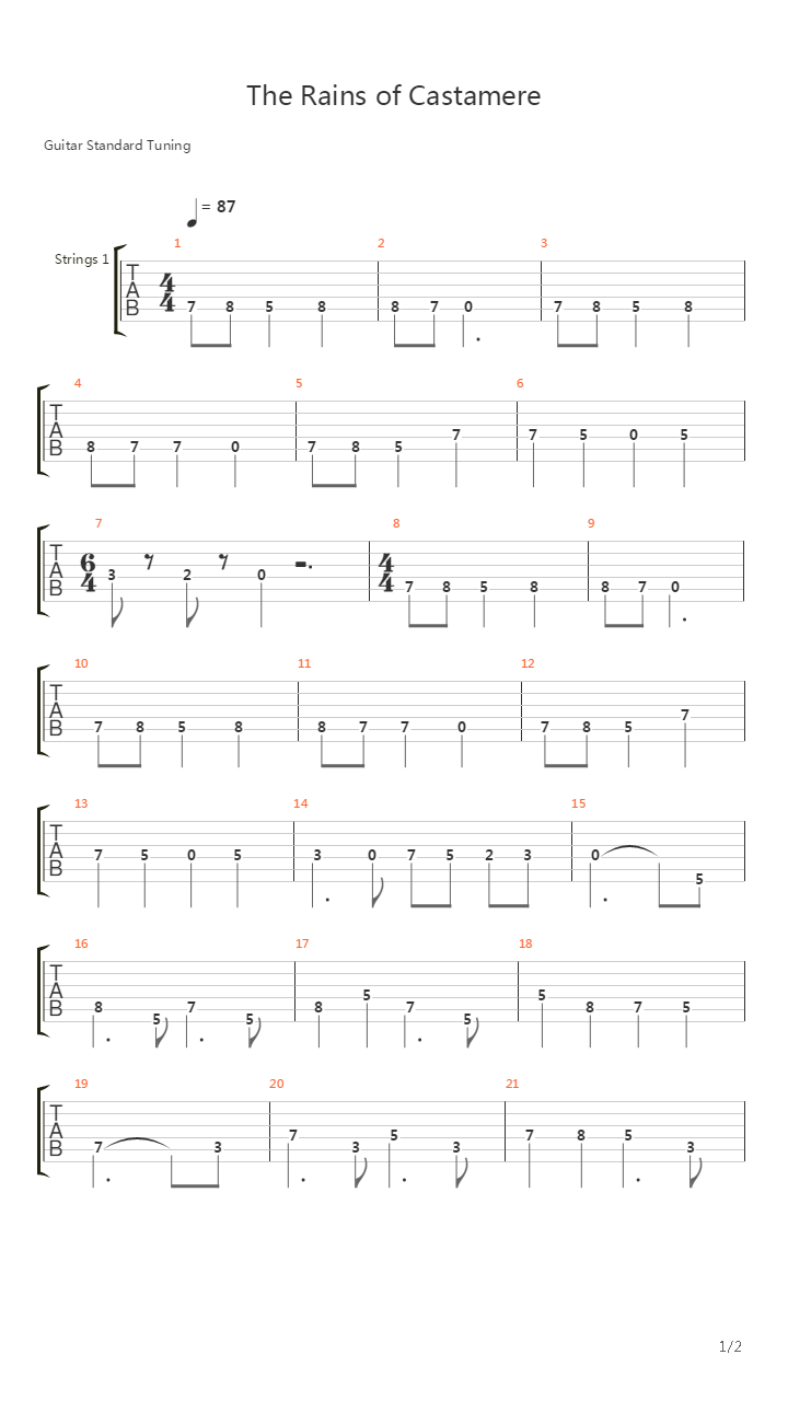 The Rains Of Castamere吉他谱