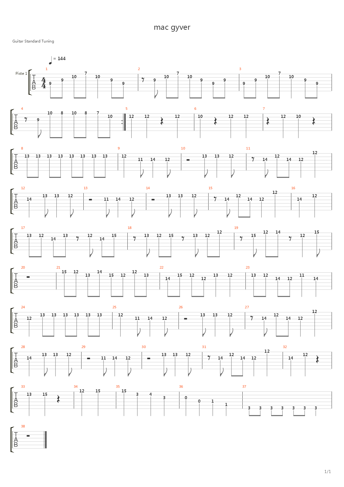 Macgyver吉他谱