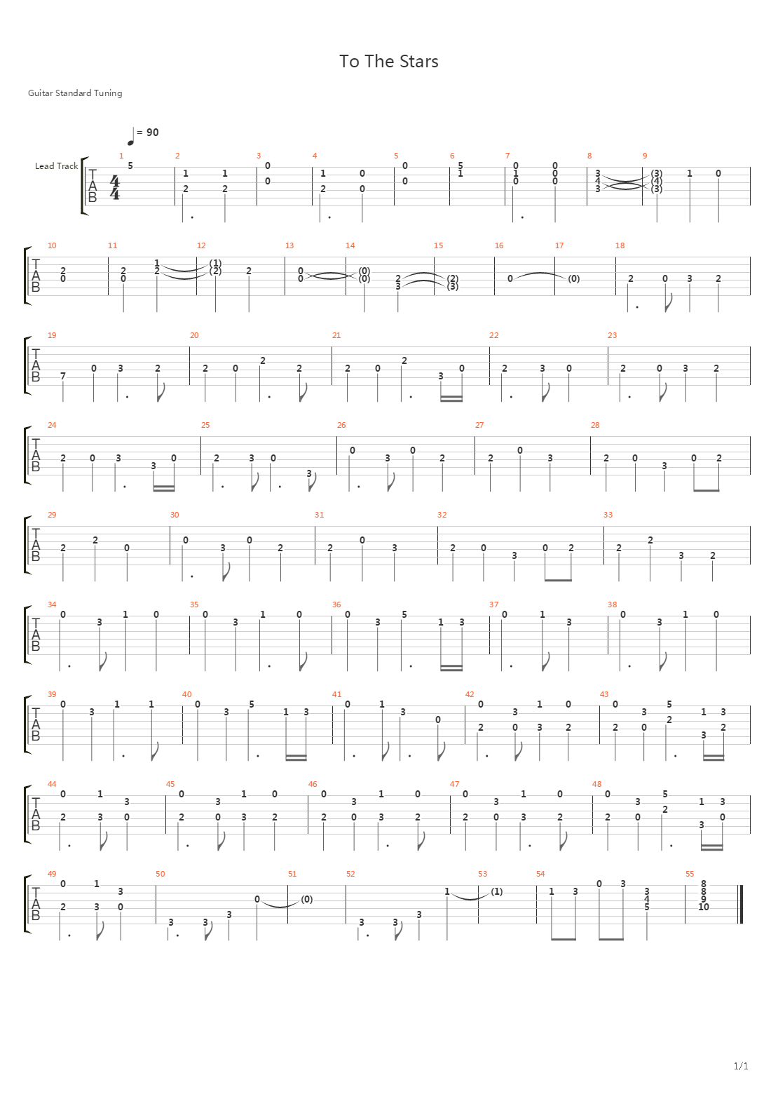 To The Stars吉他谱