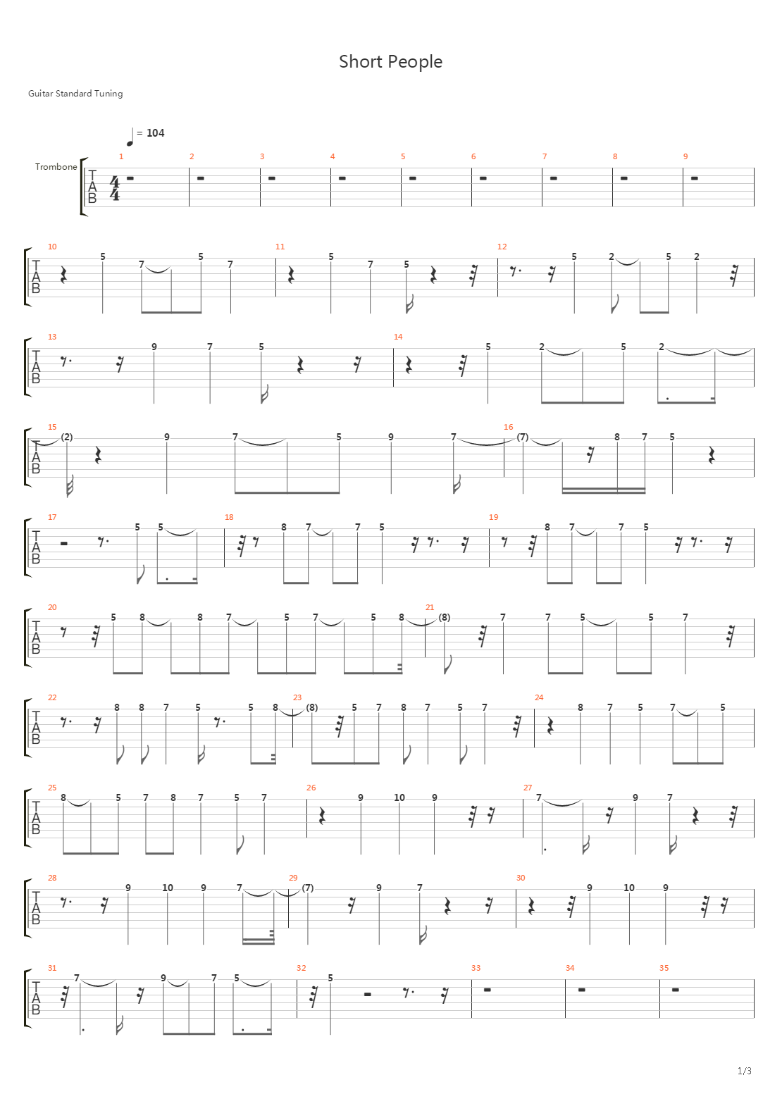 Short People吉他谱