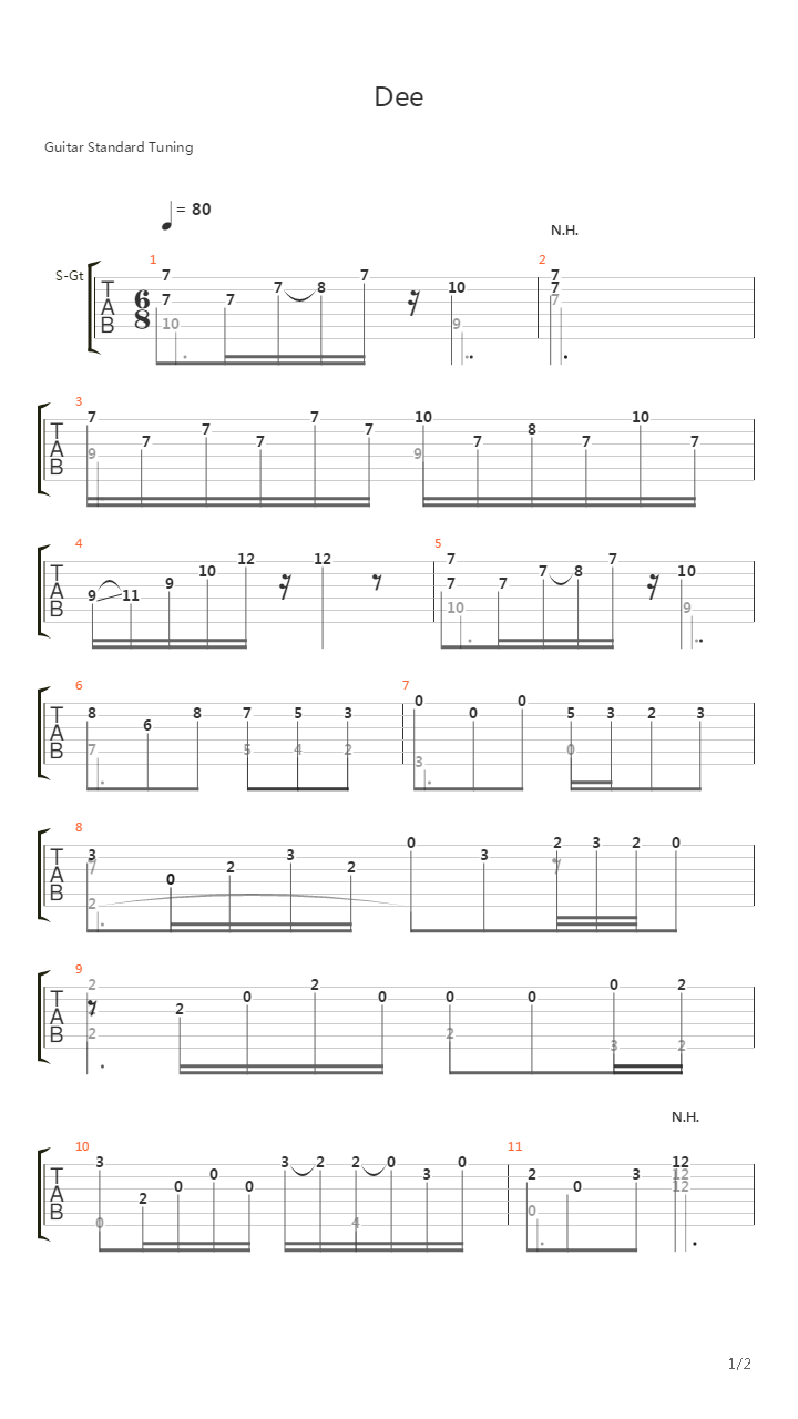 Dee吉他谱