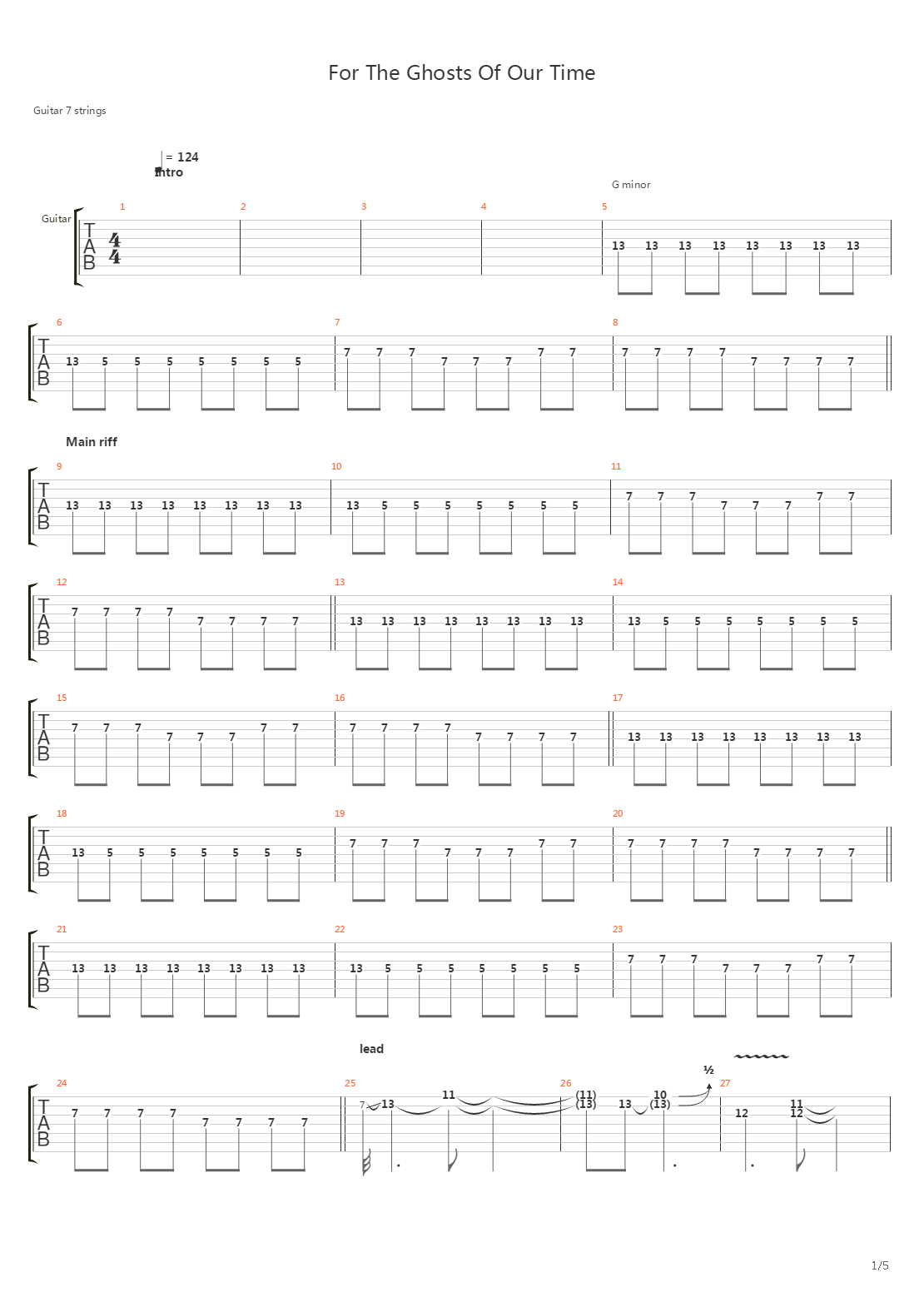 For The Ghosts Of Our Time吉他谱