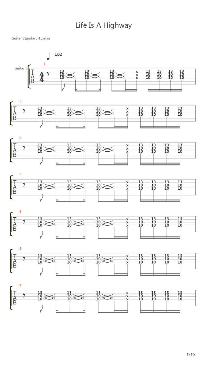 Life Is A Highway吉他谱