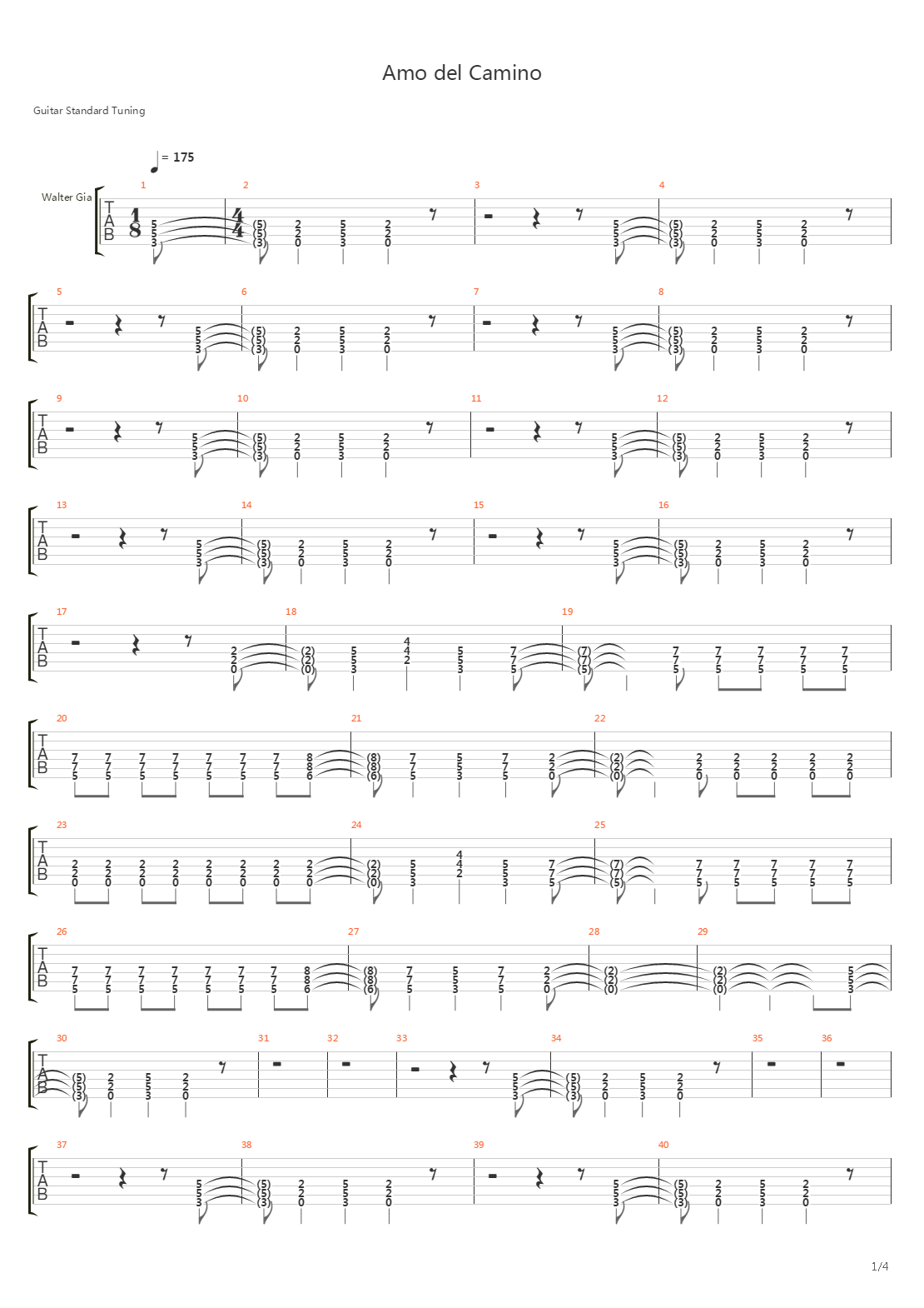 Amo Del Camino吉他谱