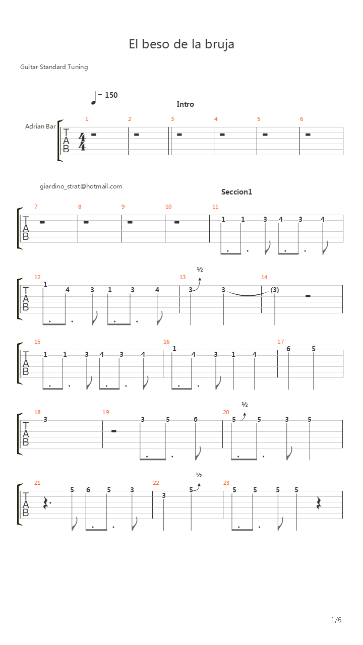 El Beso De La Bruja吉他谱