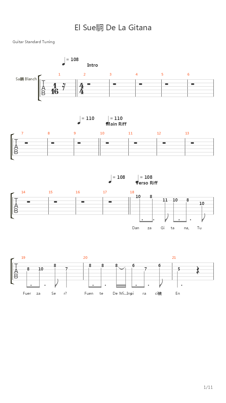 El Sueo De La Gitana吉他谱