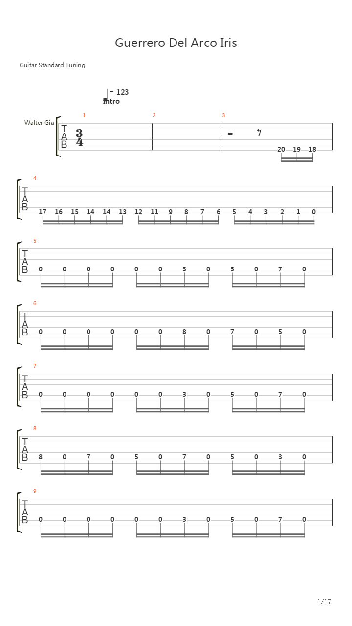 Guerrero Del Arco Iris吉他谱