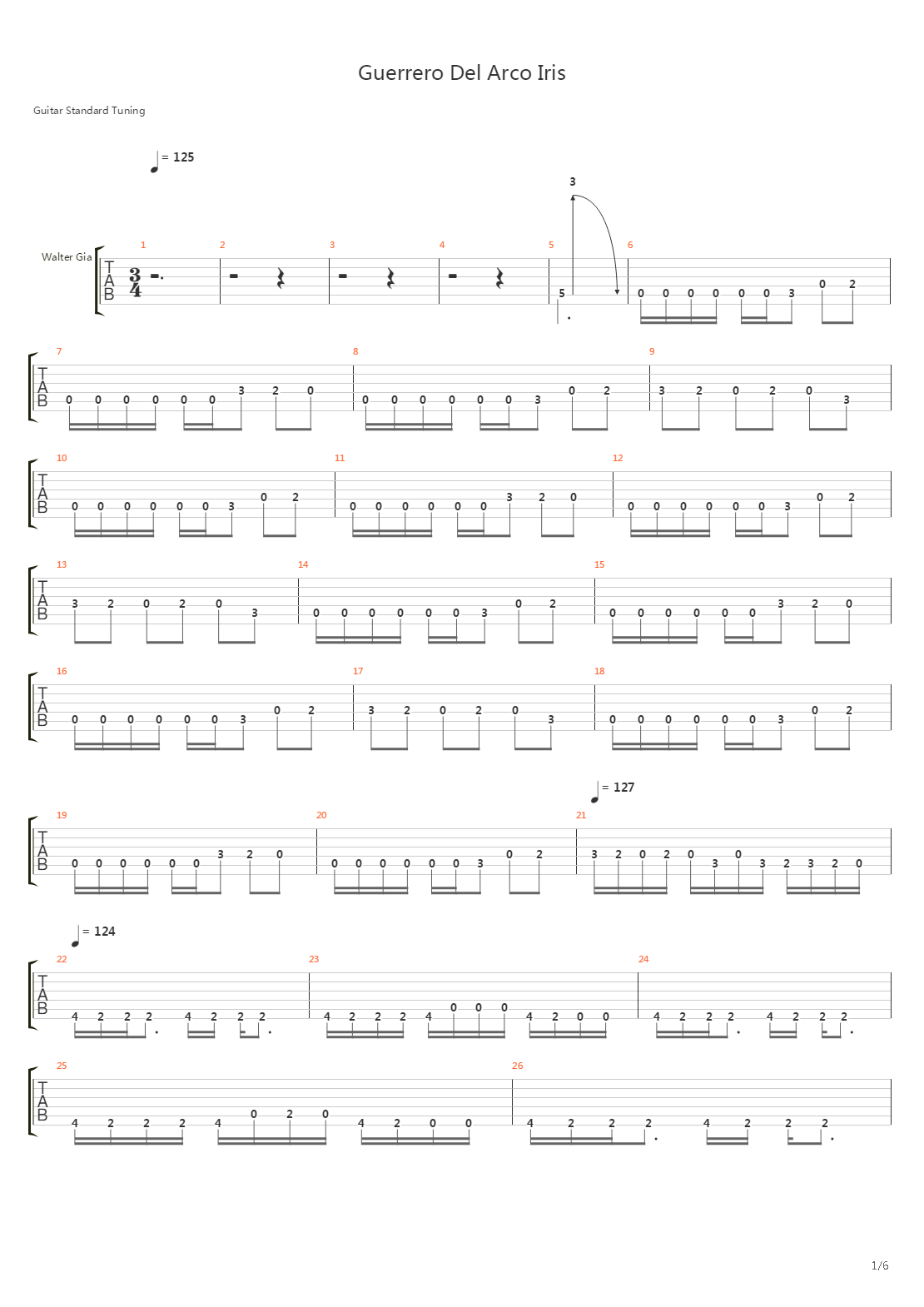 Guerrero Del Arco Iris吉他谱
