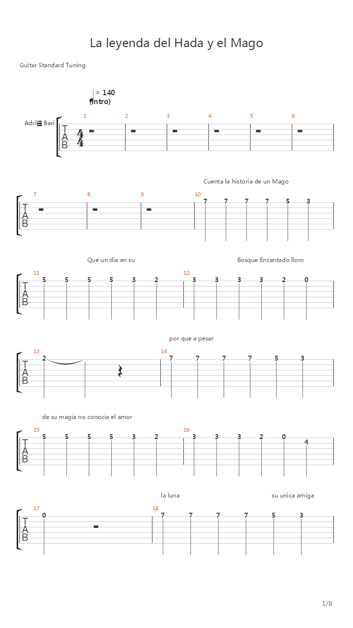 La Leyenda Del Hada Y El Mago吉他谱