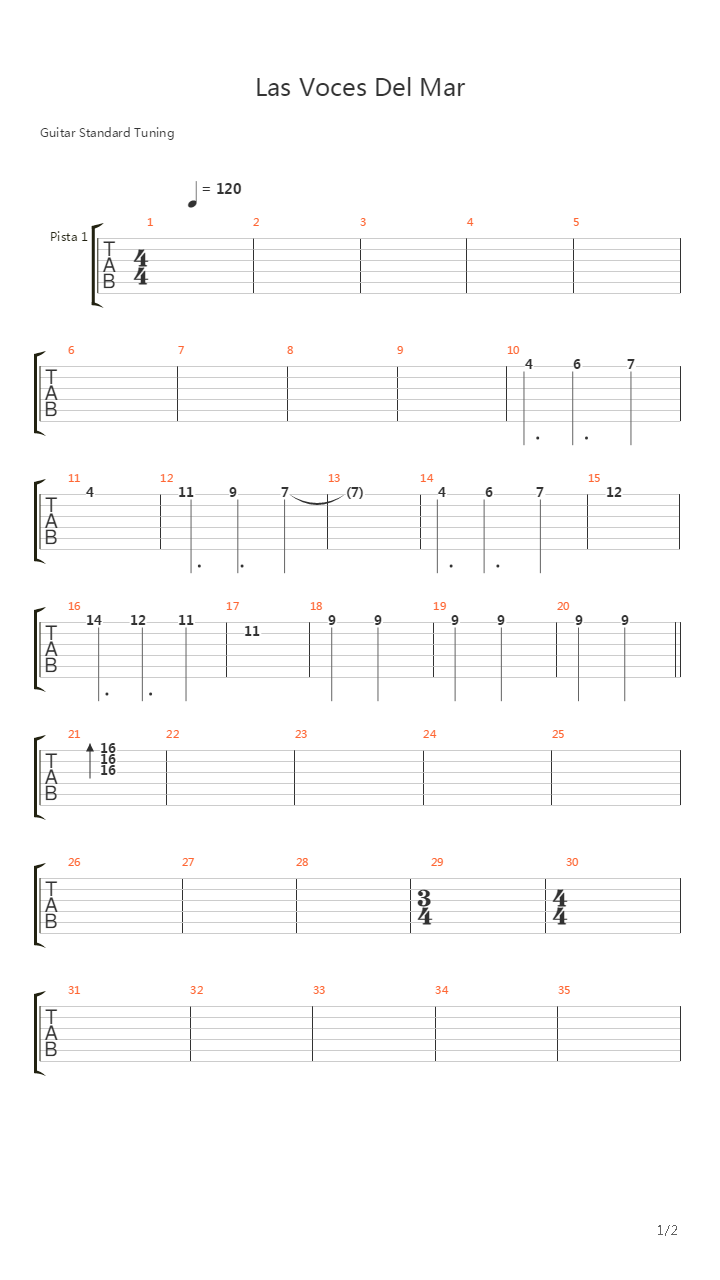 Las Voces Del Mar吉他谱