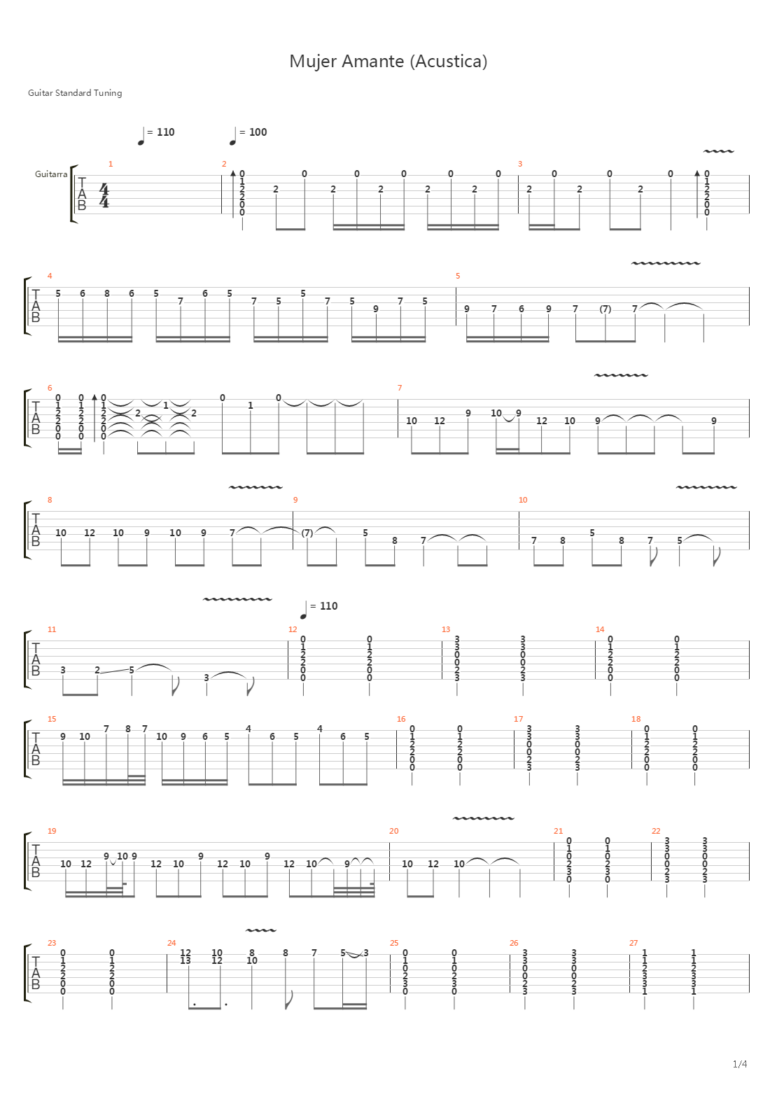 Mujer Amante Acustica吉他谱