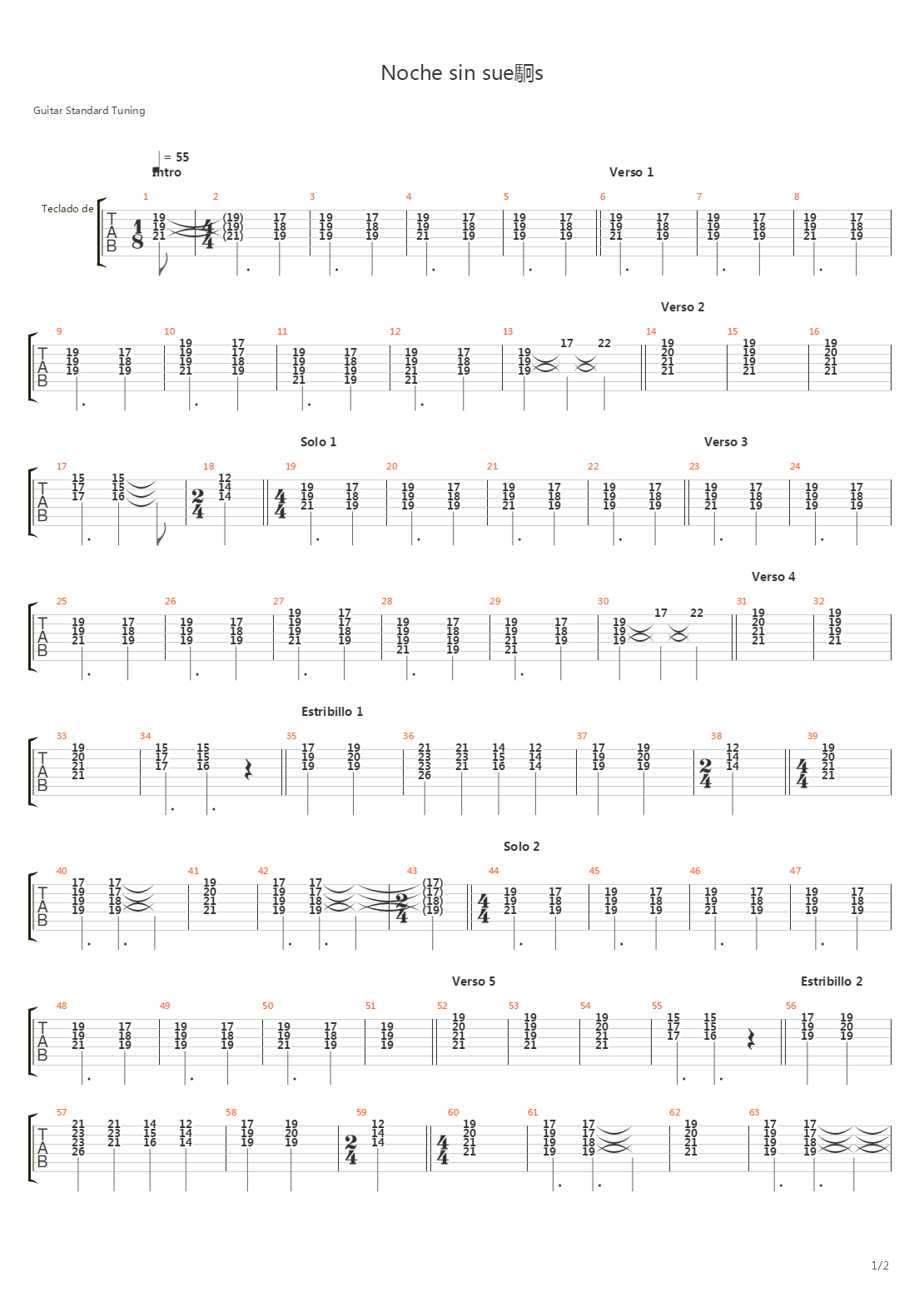 Noche Sin Sueos吉他谱