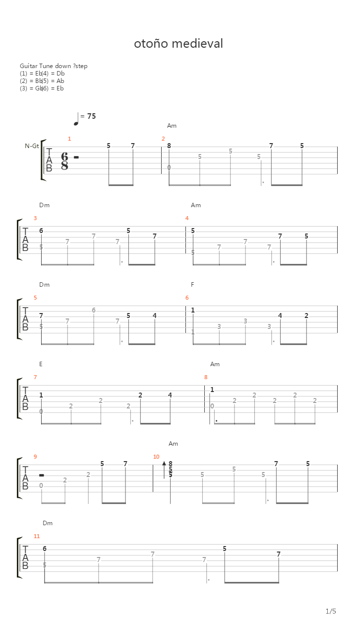 Otono Medieval吉他谱