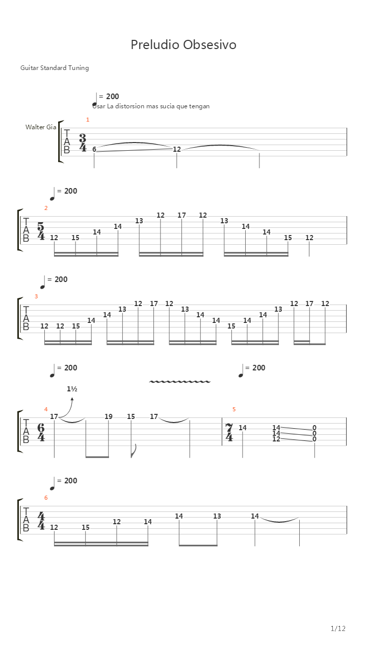 Preludio Obsesivo吉他谱