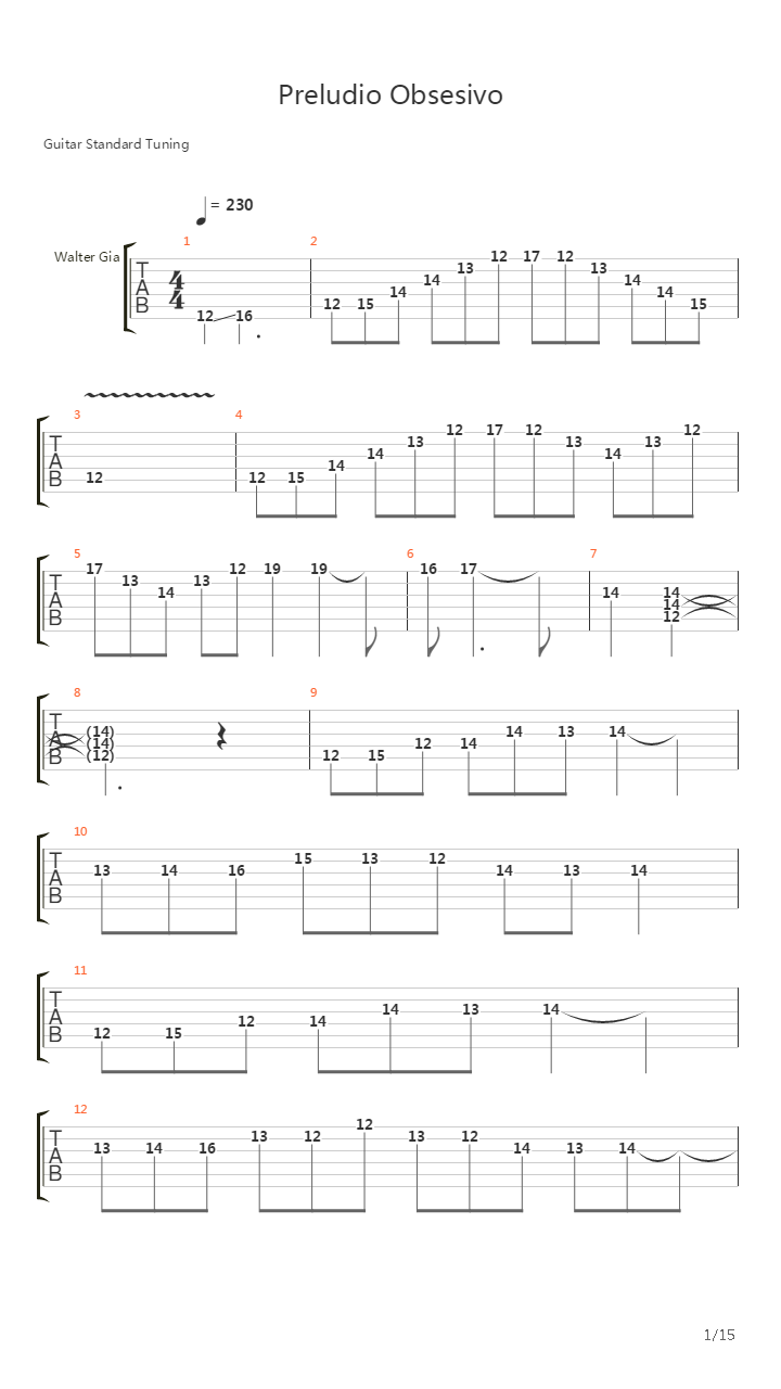 Preludio Obsesivo吉他谱