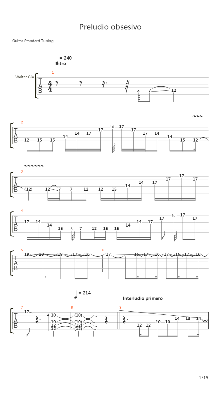 Preludio Obsesivo吉他谱