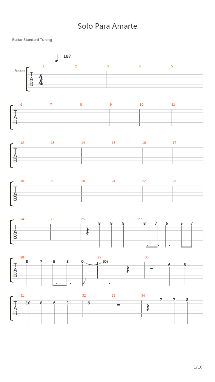 Solo Para Amarte吉他谱