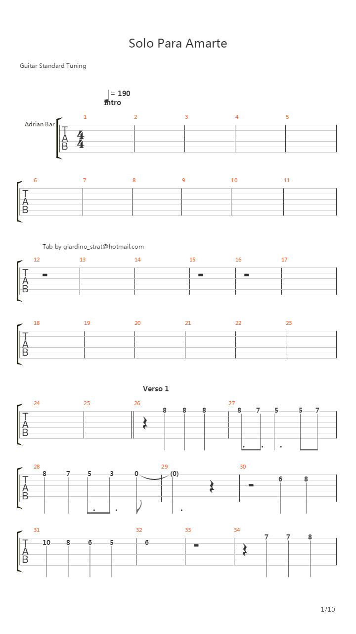 Solo Para Amarte吉他谱