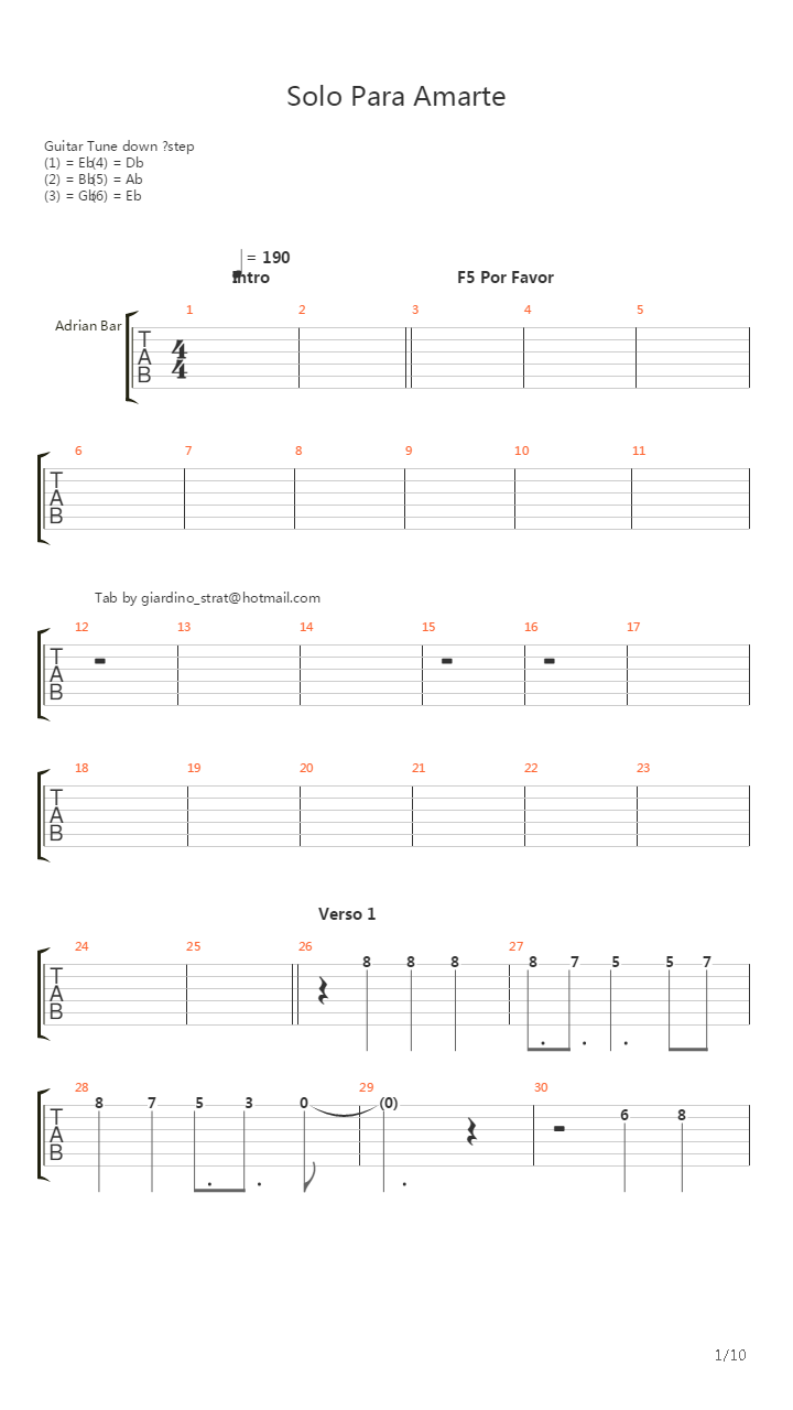 Solo Para Amarte吉他谱