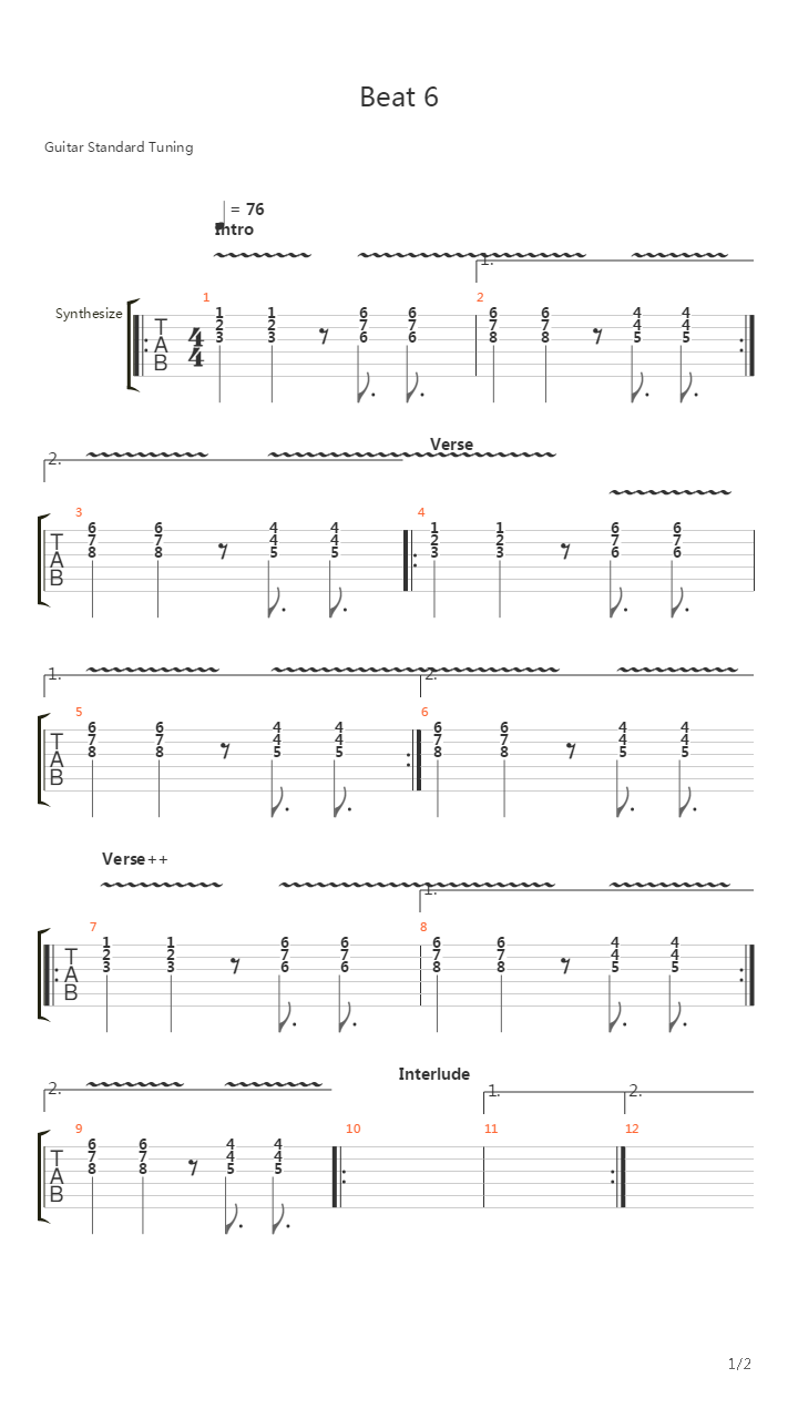 Beat 6吉他谱