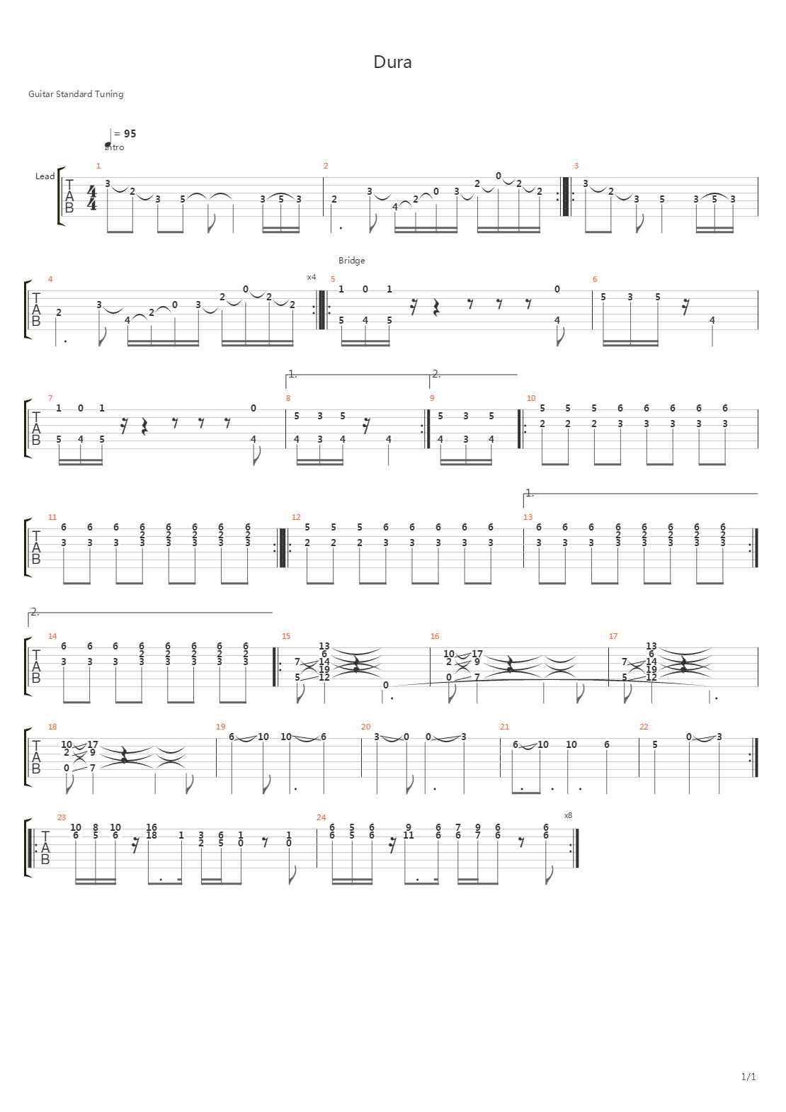 Dura吉他谱