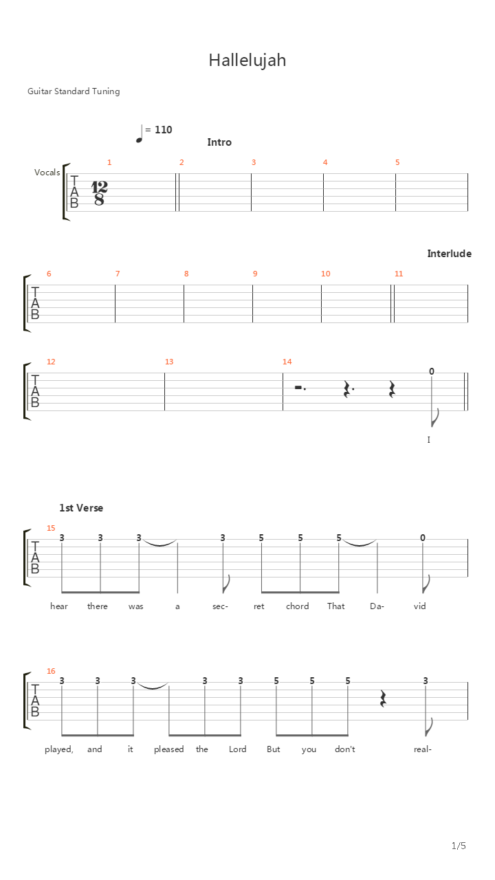 Hallelujah吉他谱