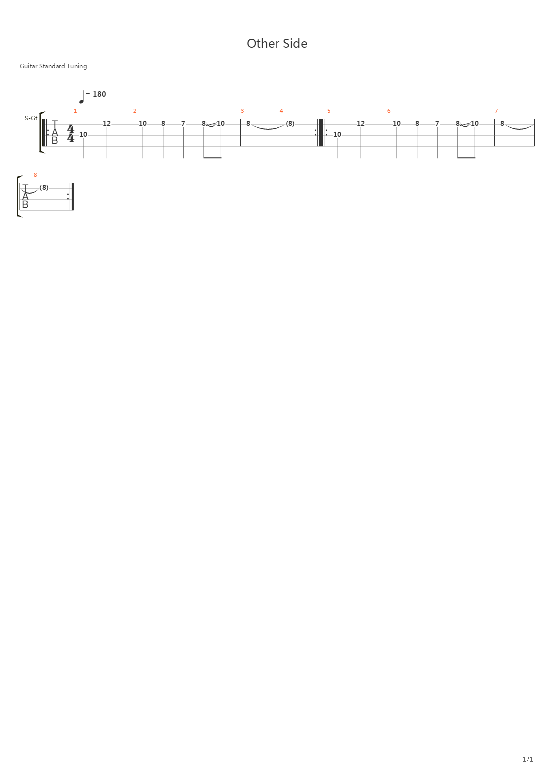 Other Side吉他谱