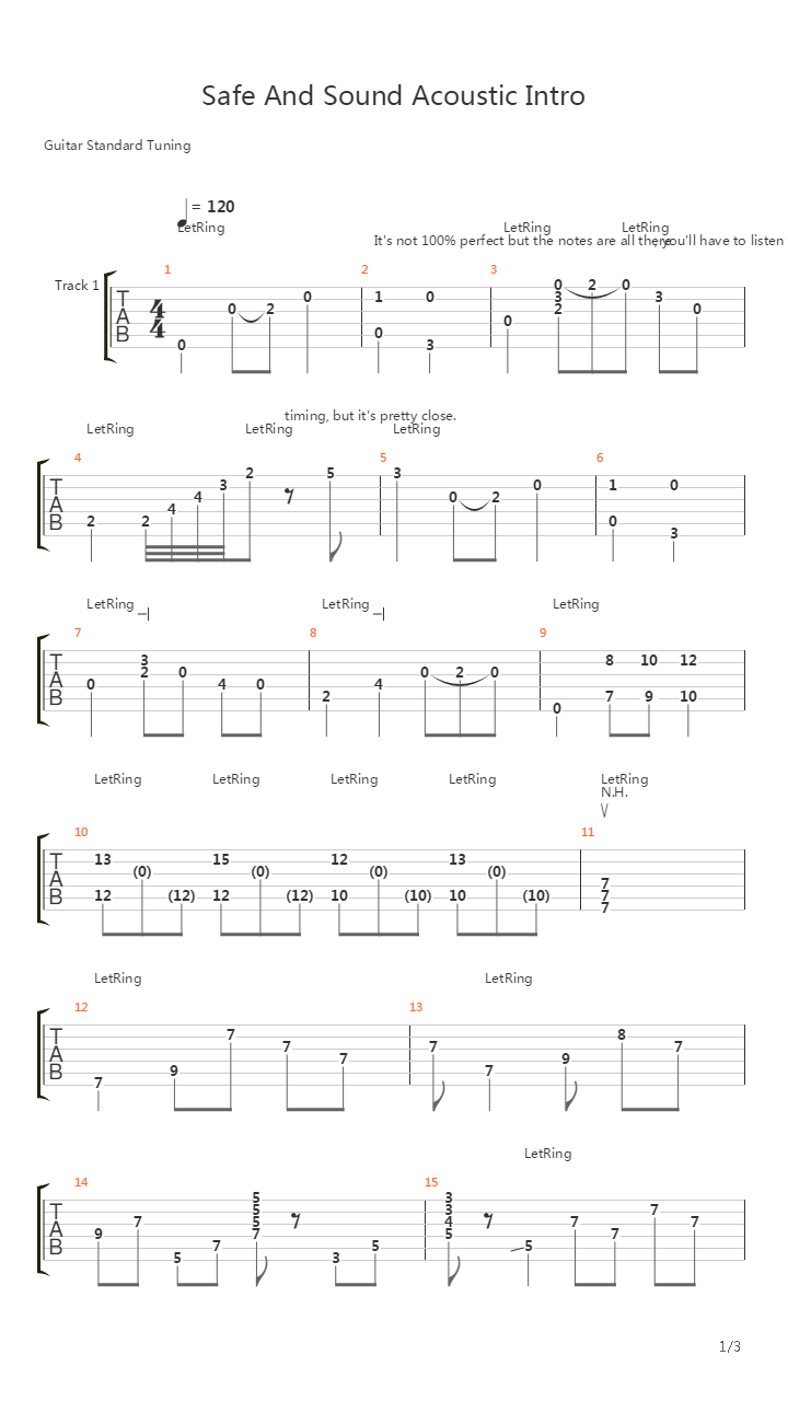 Safe And Sound Acoustic吉他谱