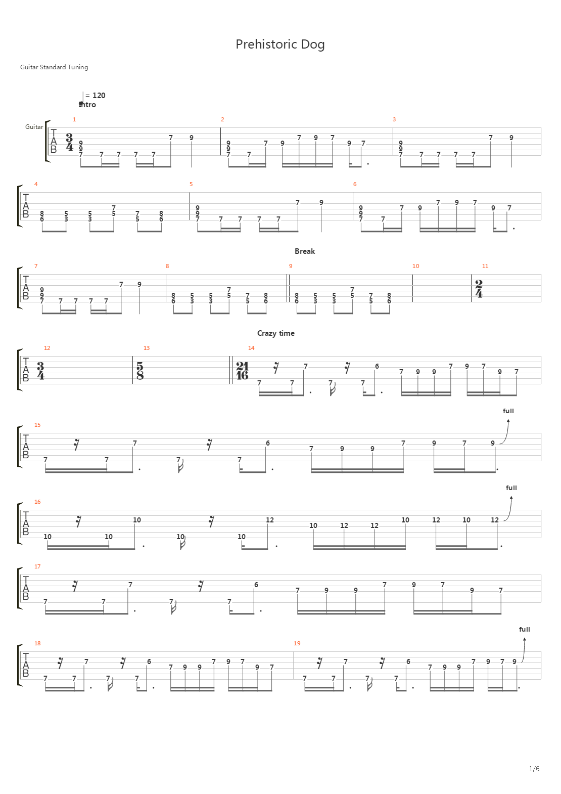 Prehistoric Dog吉他谱