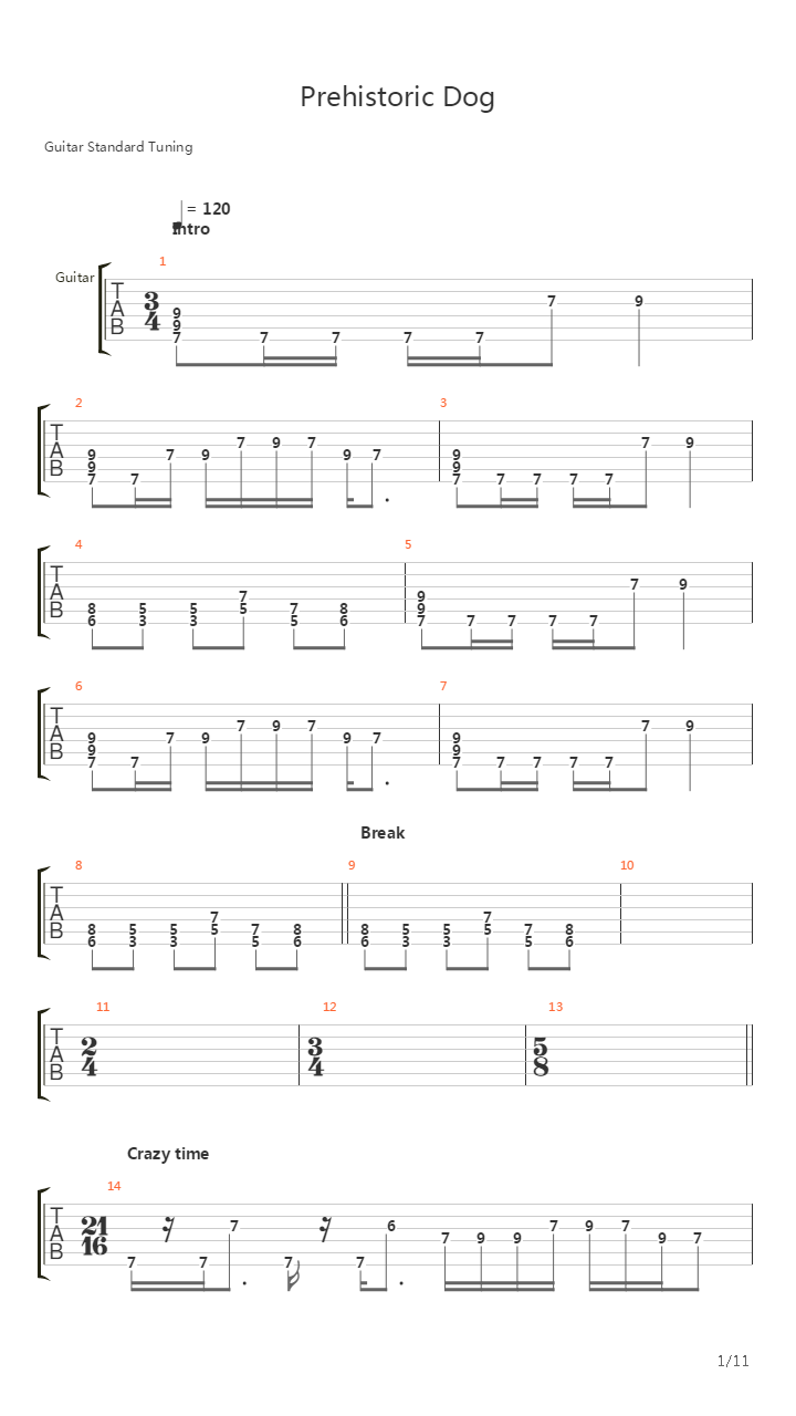 Prehistoric Dog吉他谱