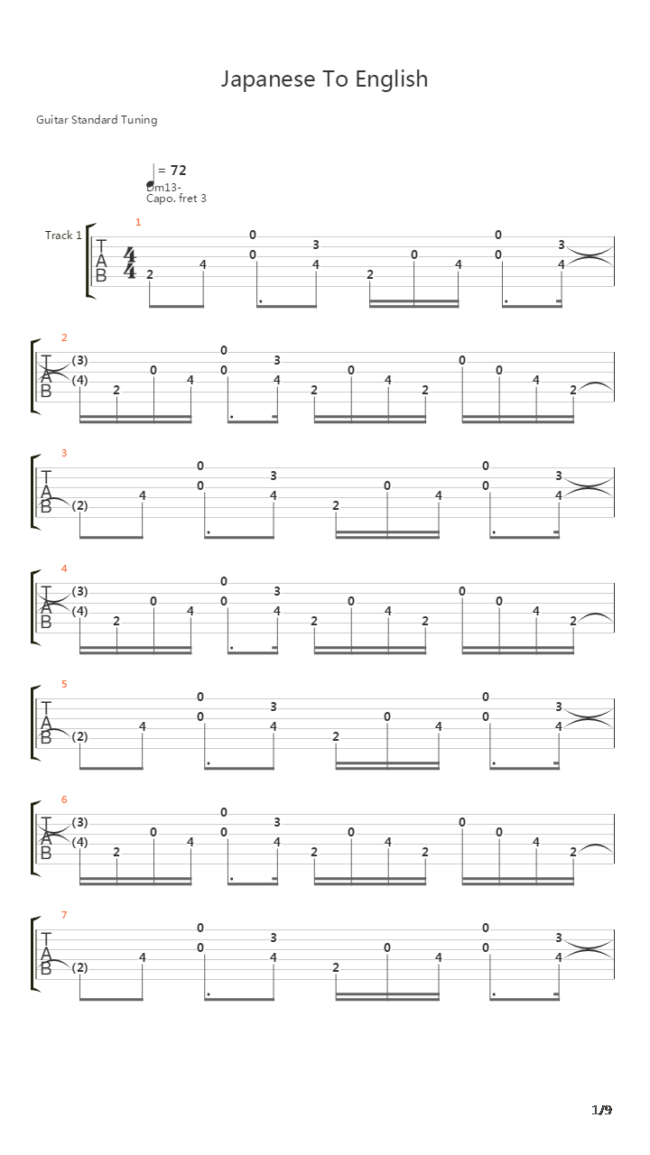 Japanese To English吉他谱