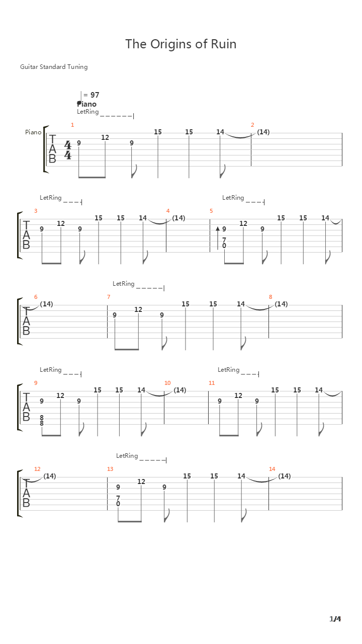 The Origins Of Ruin吉他谱