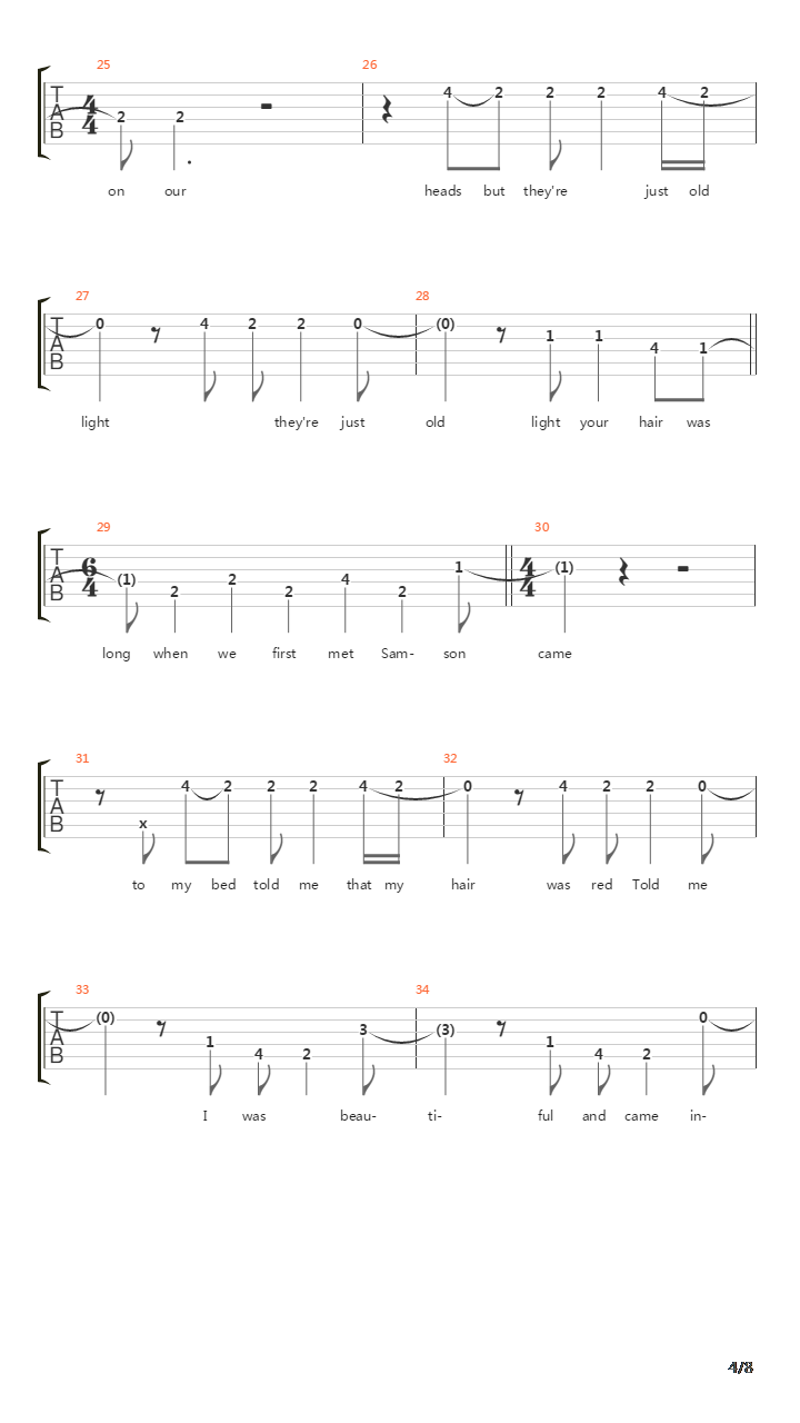 Samson吉他谱