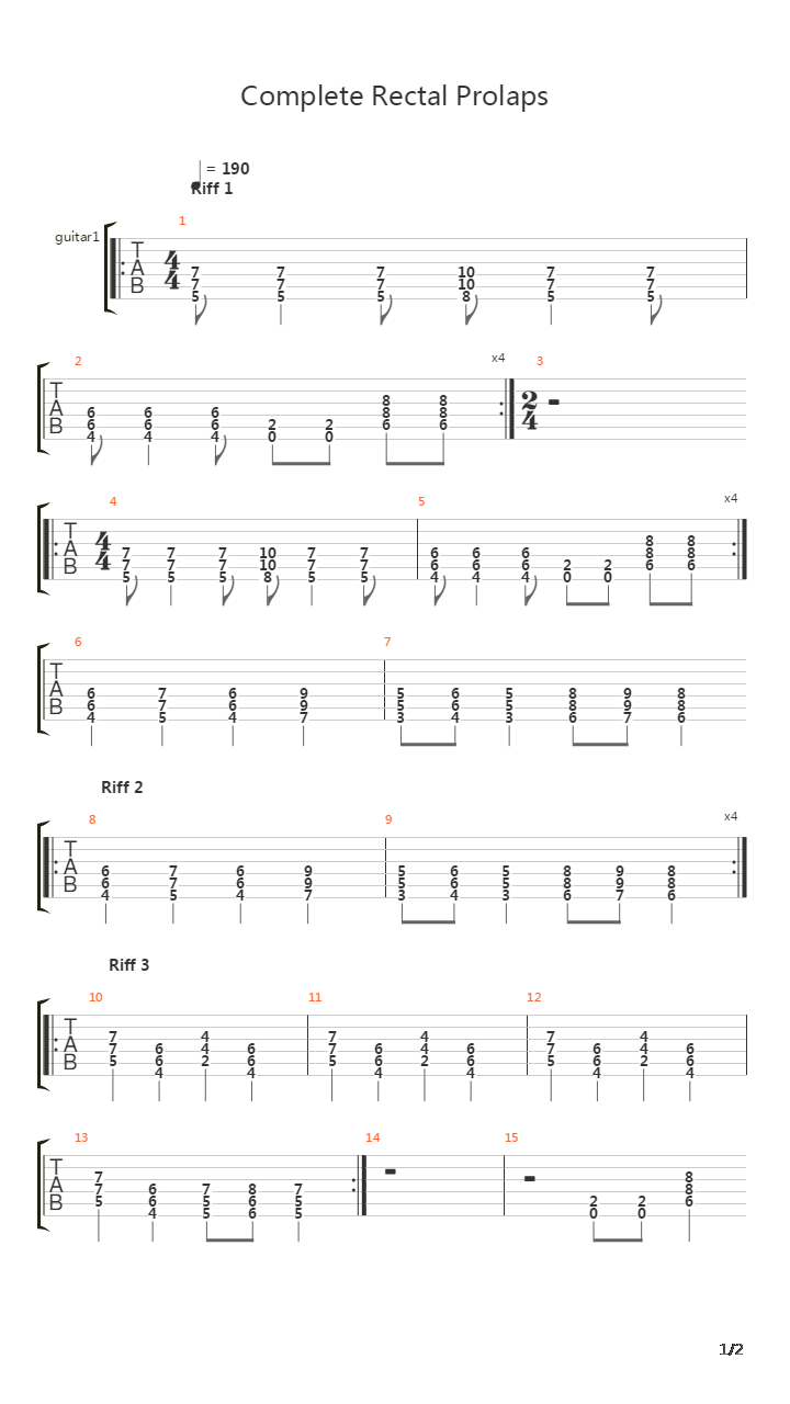 Complete Rectal Prolapse吉他谱