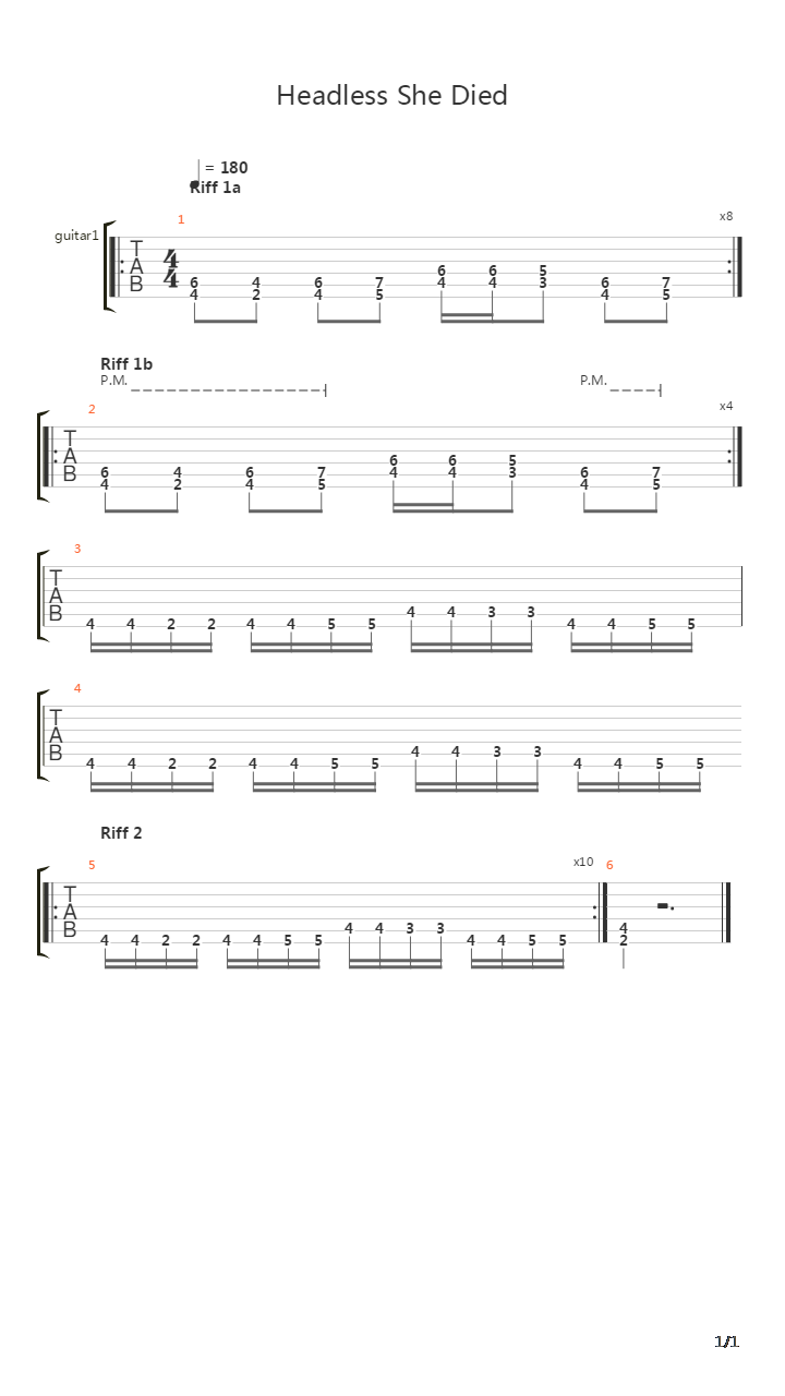 Headless She Died吉他谱
