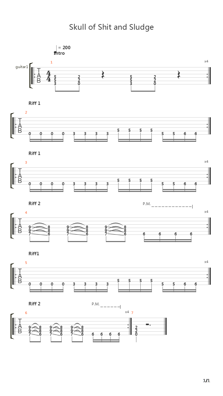 Skull Full Of Shit And Sludge吉他谱