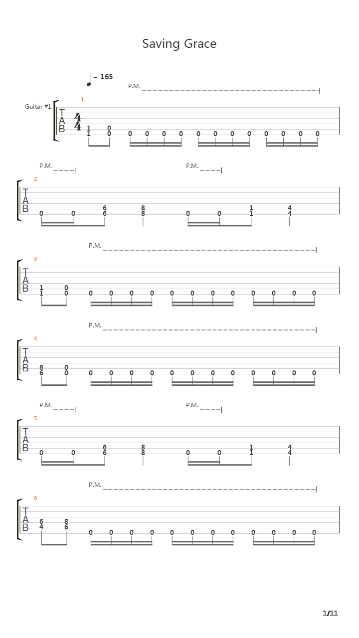 Saving Grace吉他谱