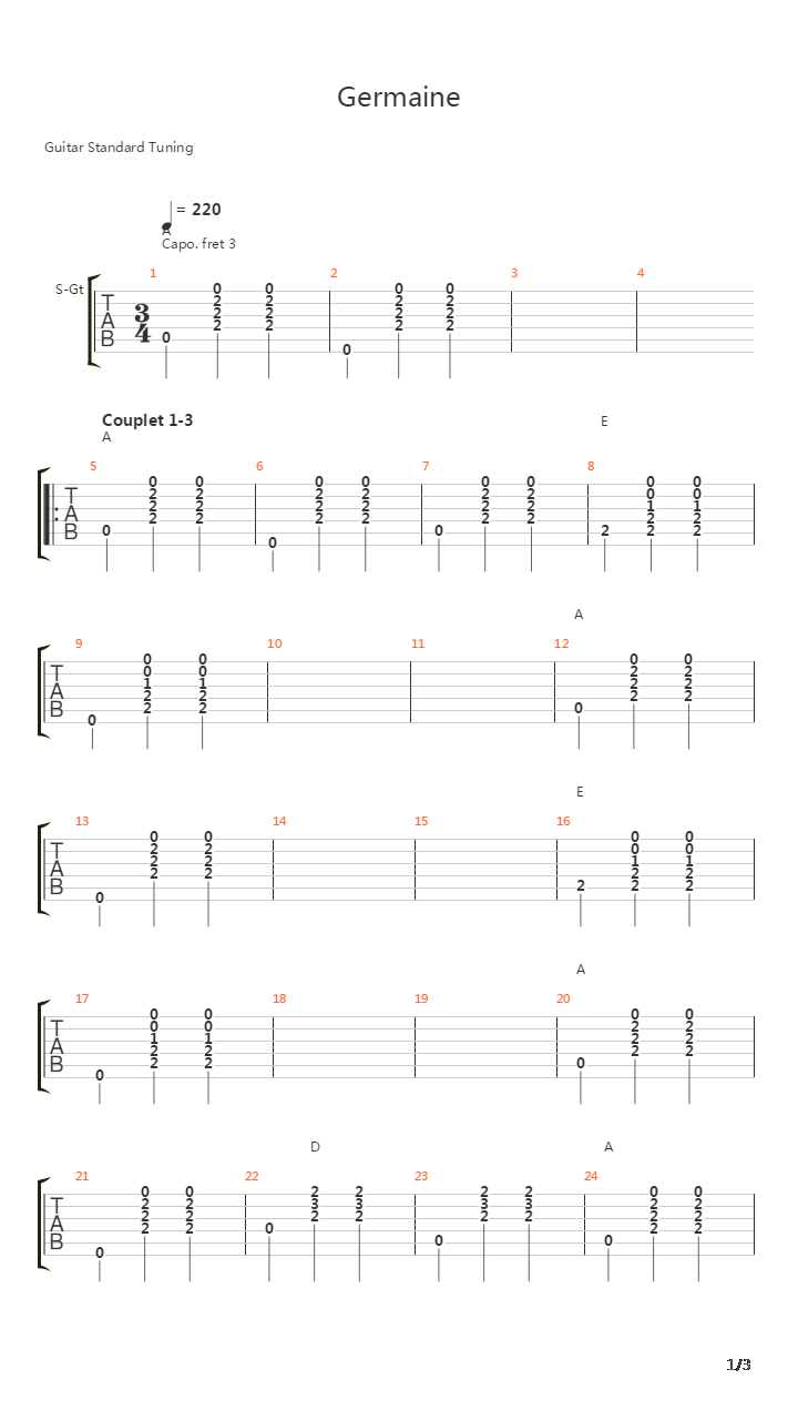 Germaine吉他谱