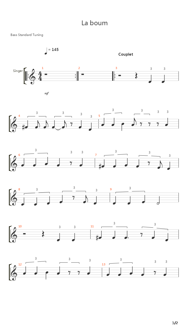 La Boum吉他谱