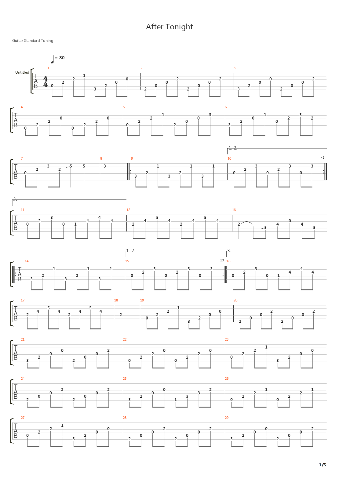 After Tonight吉他谱