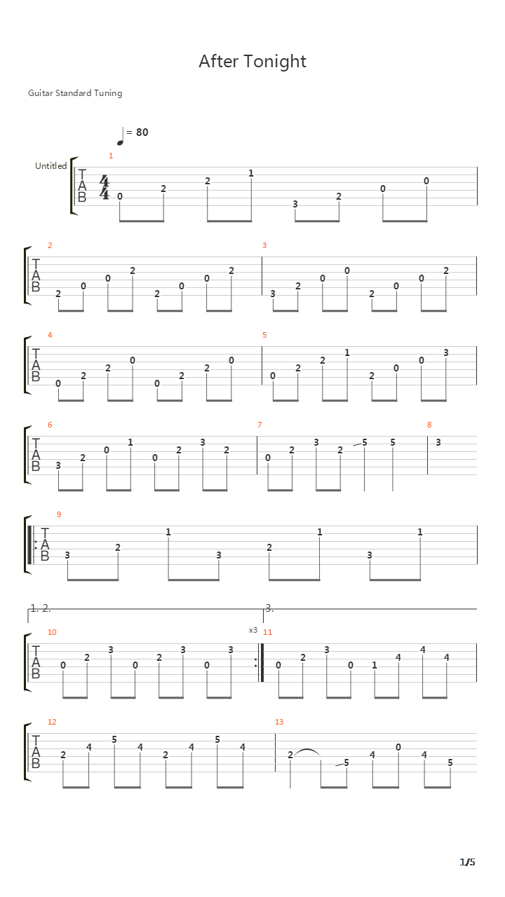 After Tonight吉他谱